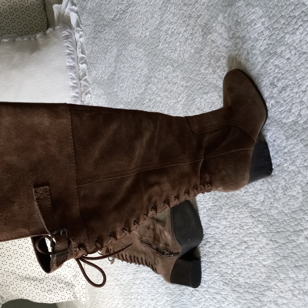 Suede leather over knee boots
